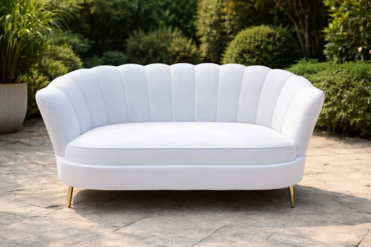 White loveseat from the Fabulous Events hire collection