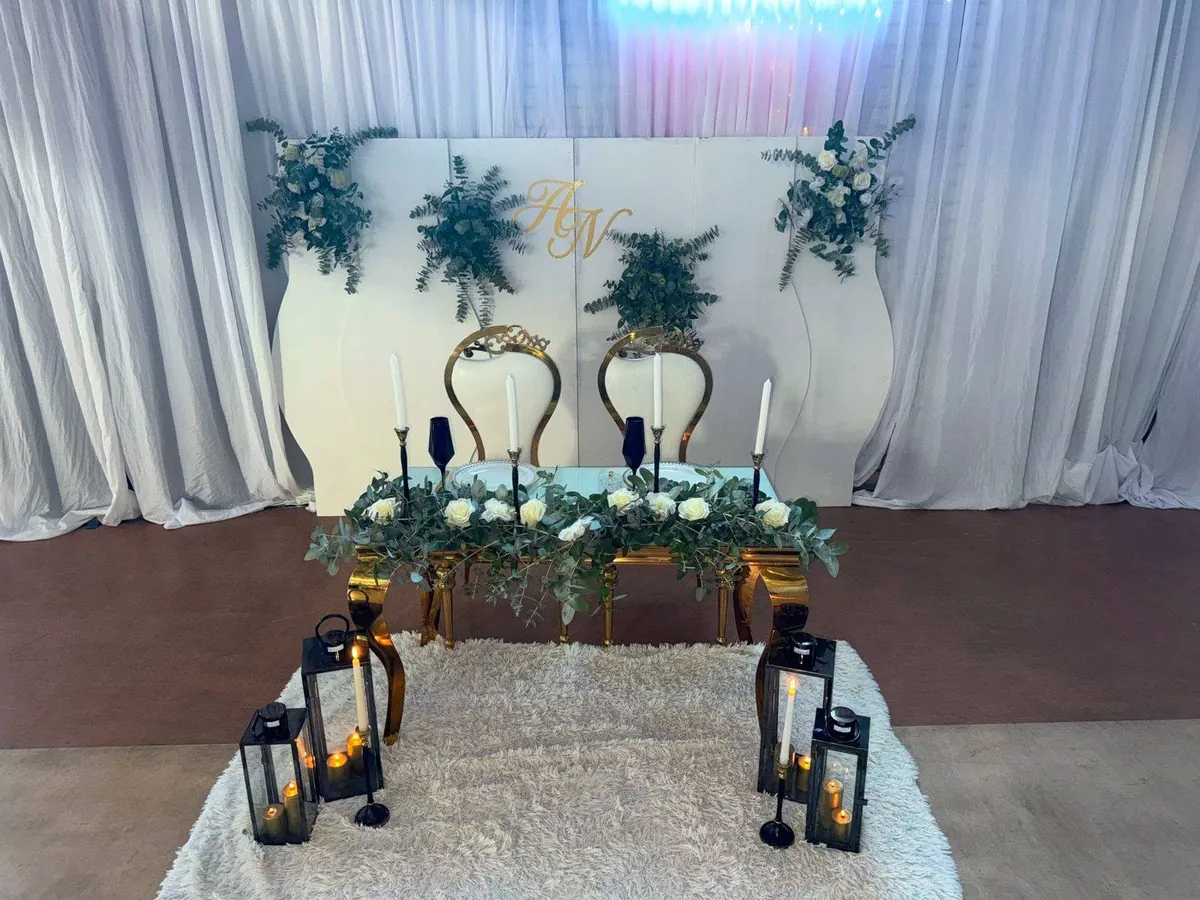 Wedding ceremony arch and altar styled by Fabulous Events